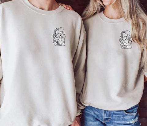 Leeprints Personalized Couple Embroidered Sweatshirt, Roman Numeral Anniversary For Couples Matching Gifts With Initial Heart