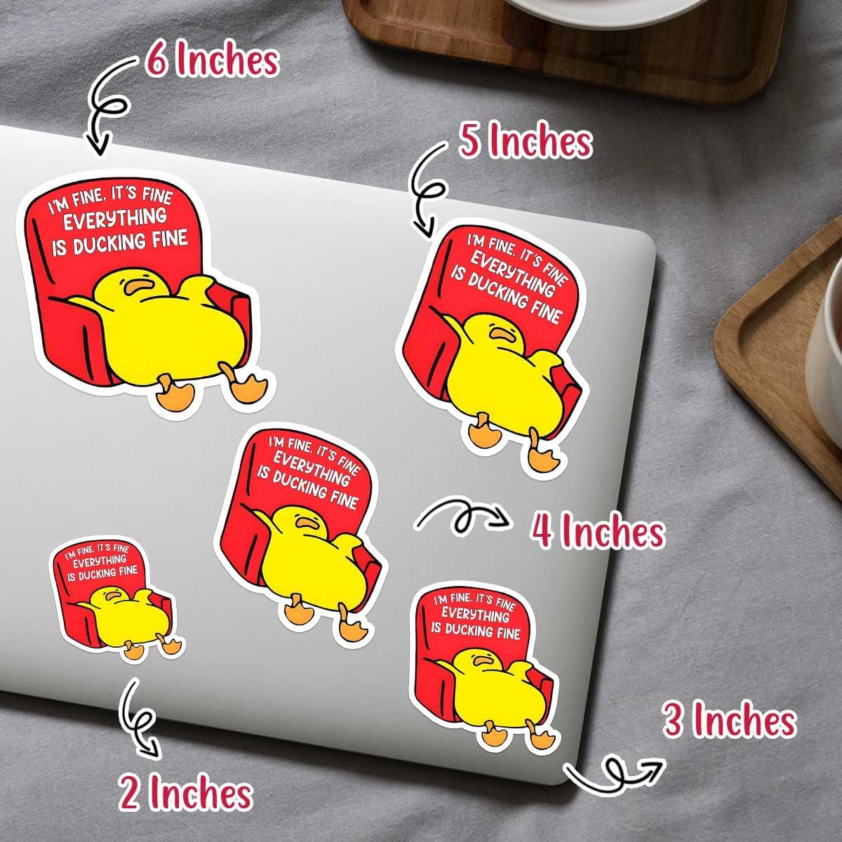 (3Pcs) I'm Fine, It's Fine Everything is Ducking Fine Sticker, Yellow Duck Sticker, Funny Meme Cute Duck Decal, Duck Vinyl Sticker - Stickers for Laptop Water Bottle Phone Car Window Helmet 3"