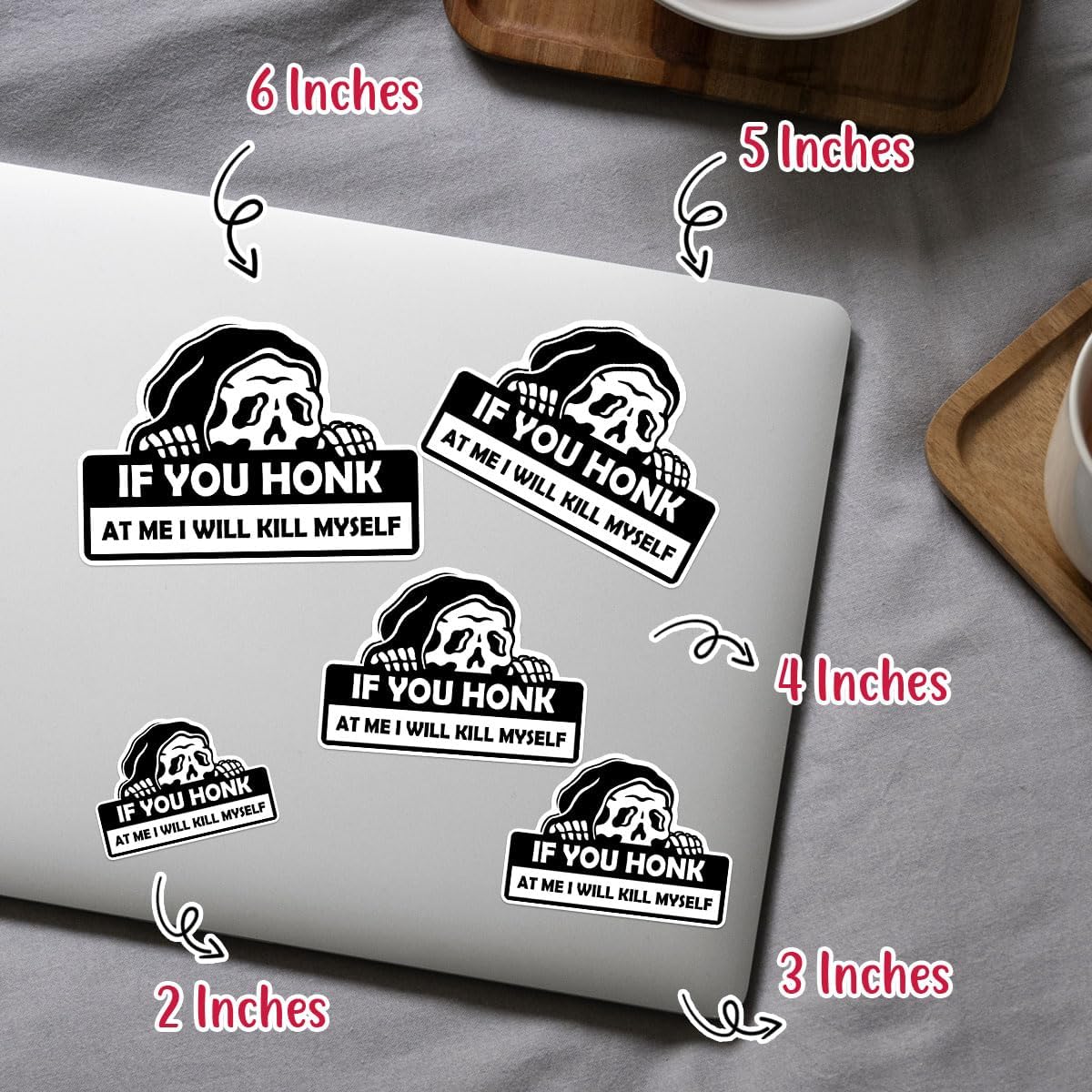 3Pcs If You Honk At Me I Will Kill Myself Bumper Sticker, If You Honk At Me I Will Kill Myself Skull Die-cut Sticker, Scared Skull Vinyl Sticker - Sticker For Laptop Water Bottle Car Phone Hard Hat 3"