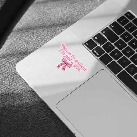 3 Pcs Please Be Patient I'm Just A Girl Sticker, Funny Meme Quote Coquette Pink Bow Stickers Gift Decorations for Helmet Water Bottle Laptop Tumbler Phone Case Cars 3"x3"