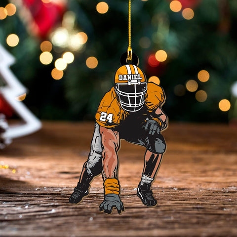 Piratify Personalized Name Football Ornaments 2024, Customized Football Christmas Ornaments Wood, Acrylic Ornament Christmas Tree Hanging Ornament Pine Tree Decorations for Football Team