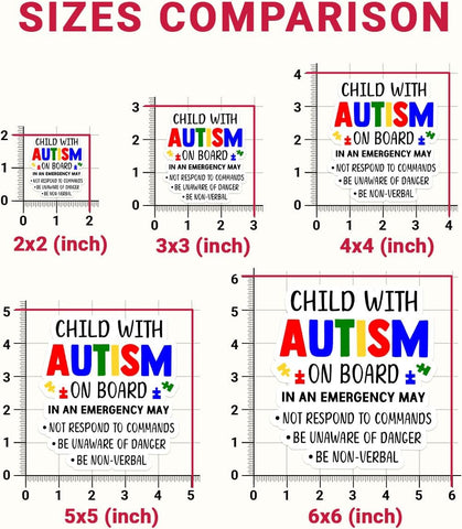 3Pcs Child with Autism On Board Sticker, Autism Awareness Vinyl Sticker Decal, Child Emergency Alert Sticker, Autistic Child Sign Decal - Stickers for Laptop Water Bottle Phone Car Helmet 3"