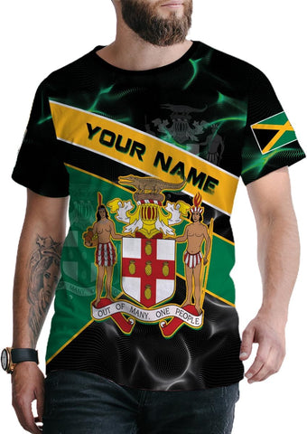 Ligthuy Personalized Jamaica Shirt 3D, Custom Jamaica Flag Lion Shirt for Men and Women, Jamaican Pride T-Shirt Unisex