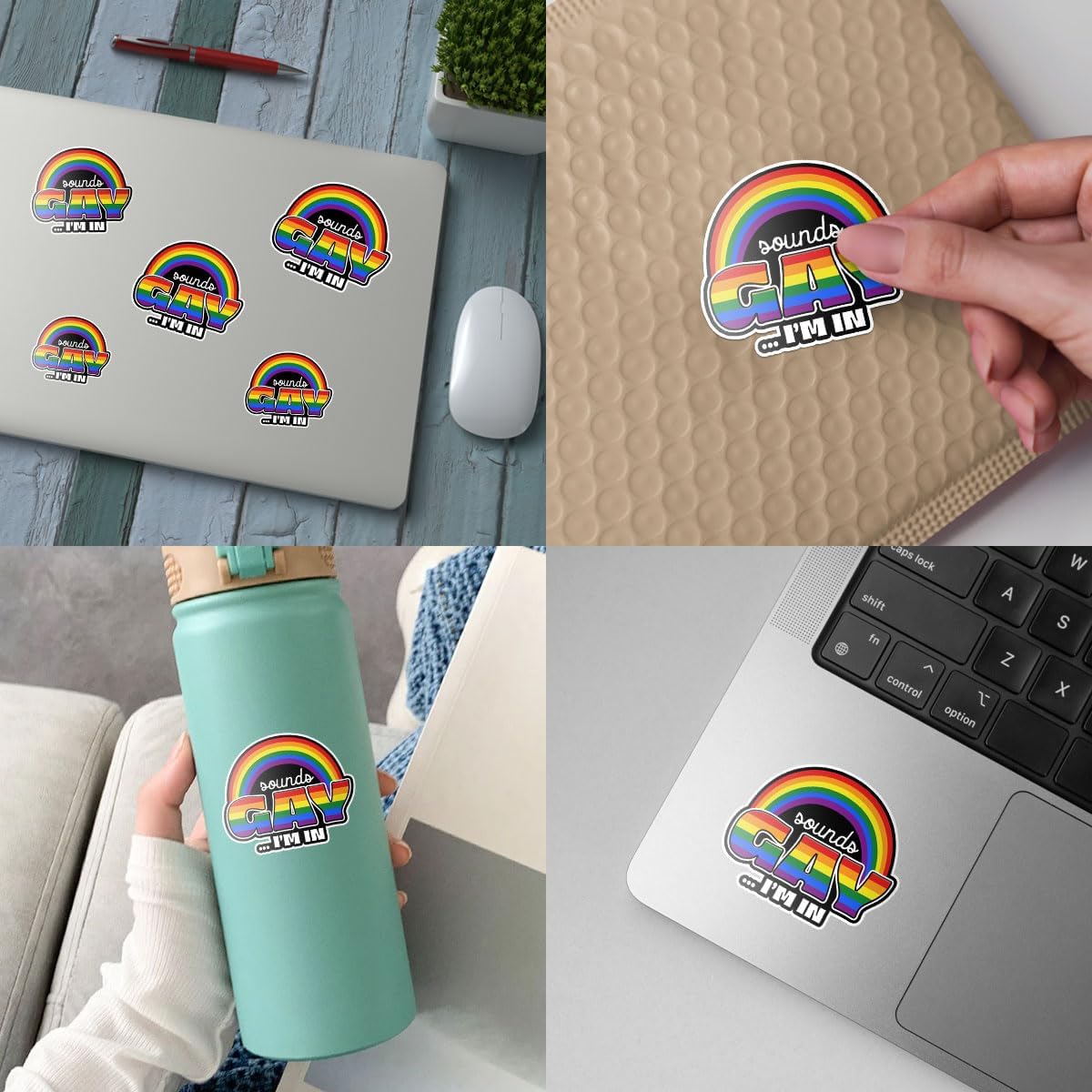 3Pcs Sounds Gay I'm in Sticker Funny LGBTQ Rainbow Flag Sticker Inclusion Matters Gay Pride Love Equality Rights Stickers Sounds Gay Im in LGBT Decal for Laptop Bottle Phone Car Hard Hat 3"x3"