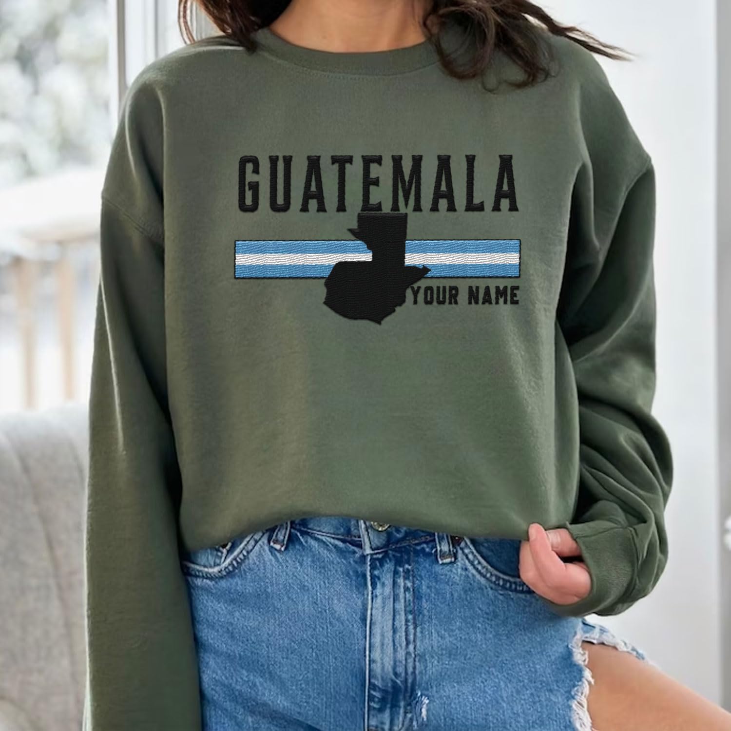 Mostprints Personalized Guatemala Embroidered Sweatshirts, Guatemala Camisas Guatemala Flag Shirts, Guatemalan Pride Hoodies