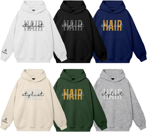 MAPrints Personalized Embroidered Hair Stylist Sweatshirt, Hairdresser Salon Hoodie, Hair Stylist T -Shirt, Gifts For Barber