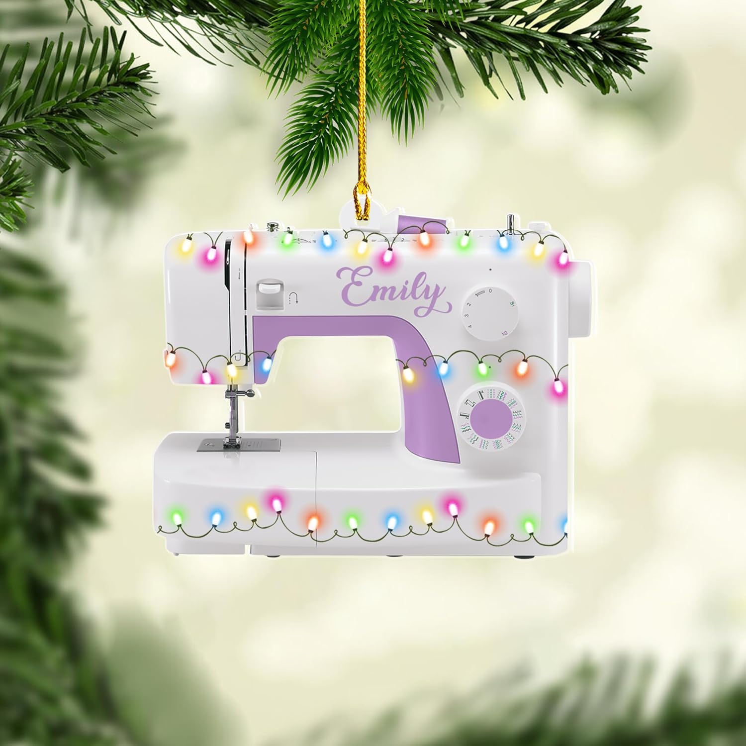 Personalized Sewing Christmas Ornament, Custom Sewing Machine Christmas Ornament 2024, Sewing Machine Ornaments for Christmas Tree, Quilt Gifts for Sewing Lovers Quilting Xmas Tree Decor (S4)