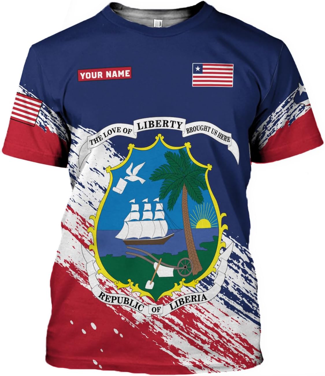 MoonArt Personalized Liberia Shirts Liberian Coat of Arms Flag Liberia 3D Shirts Liberia Liberian Pride Gift