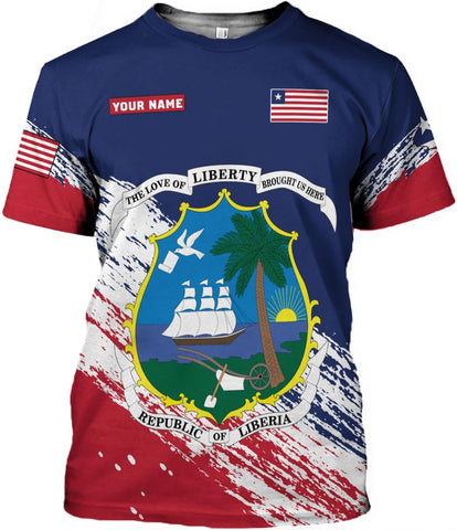 MoonArt Personalized Liberia Shirts Liberian Coat of Arms Flag Liberia 3D Shirts Liberia Liberian Pride Gift