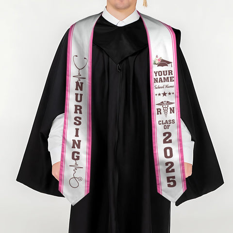 Pretyprints Custom Nurse Sash Graduation, RN Graduation Stole Gifts for Friends Nursing Student Senior Class Of 2025