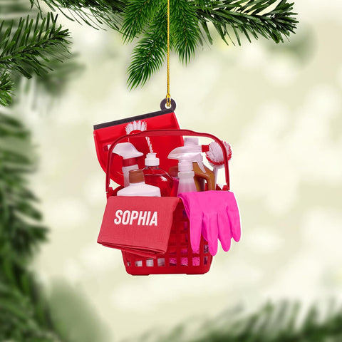Personalized Housekeeping Ornament, Cleaning Tools Ornaments, Washing Cleaner Ornament Cleaning Lady Christmas Ornament Gifts for Cleaning Service Housekeeping Uniform Gift for Housekeeper (Hk23)