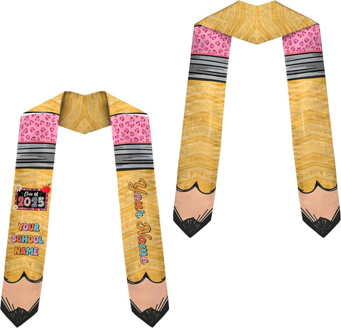 Pretyprints Personalized Class Of 2025 Teacher Graduation Stole Custom Teacher Pencil Graduation Sash Gift College Graduation