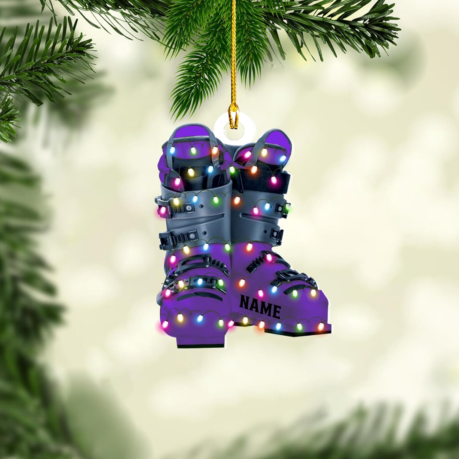 AOVL Custom Ski Ornament Skiing Christmas Ornaments Ski Christmas Tree Ornaments Ski Christmas Ornament Skier Ornaments for Christmas Tree 2024 Skiing Ornament (OSK3)