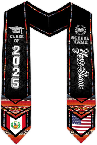 Pretyprints Peruvians Graduation Sash, Peru Graduation Stole Custom Personalized Peruvians American Flag Graduation Sash 2025