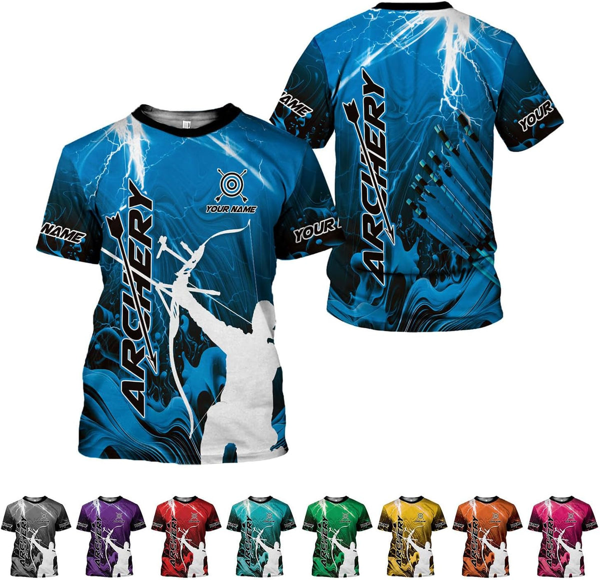 Custom Archery T-Shirt Bow and Arrow Personalized 3D Shirts for Archer Men Women Target Team Archery Apparel Gifts