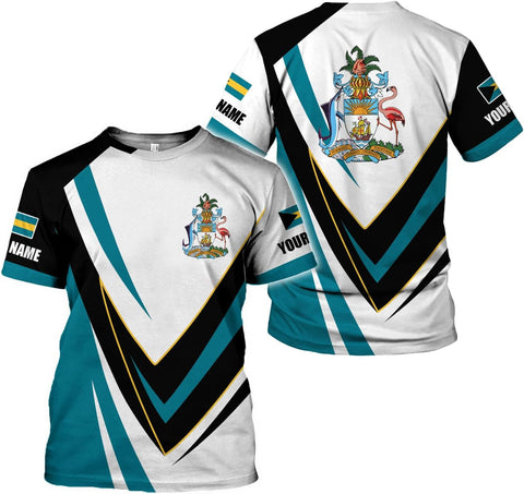 Personalized Bahamas Shirt 3D Custom Bahamas Flag Shirt for Men and Women Bahamas Pride Shirt