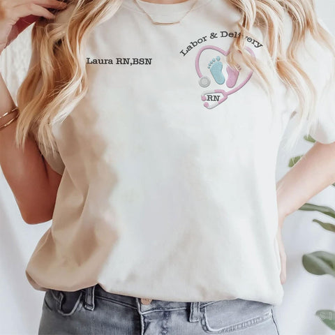 Suseaz Personalized Labor and Delivery Nurse Embroidered Sweatshirt, LD Sweatshirt Hoodie, L&D Sweater for Women