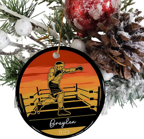 Tinoshop Personalized Boxing Ceramic Ornament, Boxing Gloves Christmas Light Ornament, Custom Boxing Ornament, Kick Boxing Ornament, Gift for Boxing Lovers, Boxer Ornament Gift for Boxing Lovers ON417