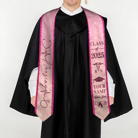 Pretyprints Custom Nurse Sash Graduation, RN Graduation Stole Gifts for Friends Nursing Student Senior Class Of 2025