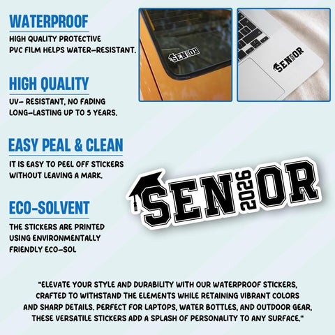 3 Pcs Senior 2026 Stickers, Senior Stickers, Senior Car Decorations Class of 2026, Senior Year 2026 - Vinyl Stickers for Laptop Water Bottle Phone Car Helmet 3 Inches (Senior 2, 3 inches)