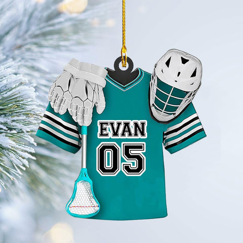 HomeDesign Personalized Lacrosse Ornament, Lacrosse Amor Shape Flat Ornament, Lacrosse Helmet Ornaments, Gifts for Lacrosse Lovers, Lacrosse Players, Lacrosse Christmas Ornament (LA 2)