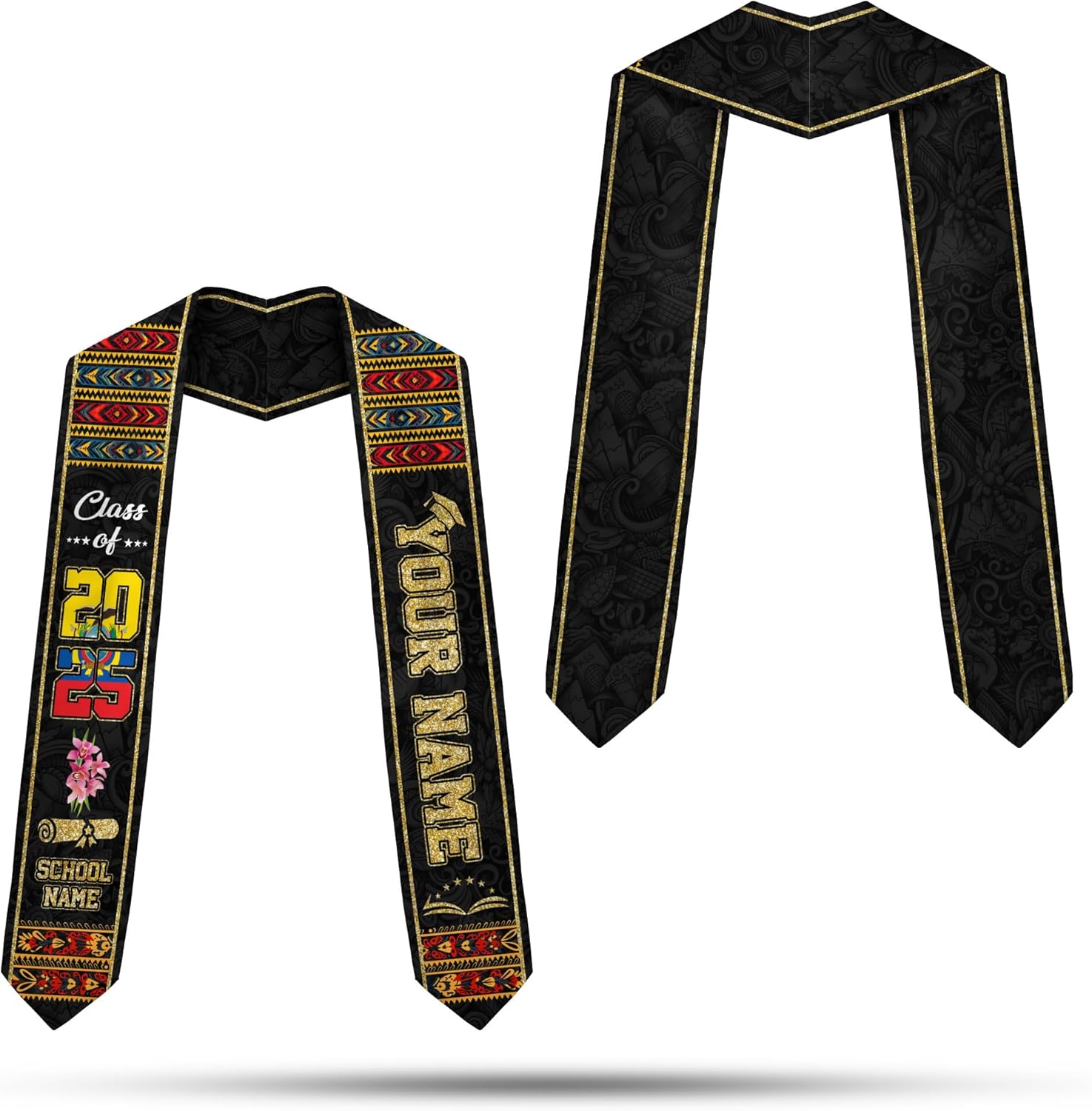 Pretyprints Ecuador Graduation Stole, Ecuadorians American Flag Graduation Sash 2025, Ecuadorians Graduation Sash