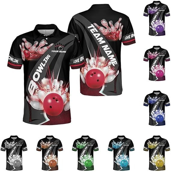 Mostprints Custom Bowling Polo Shirt Personalized 3D Team Name Bowling Shirts For Men Women Jersey Unisex