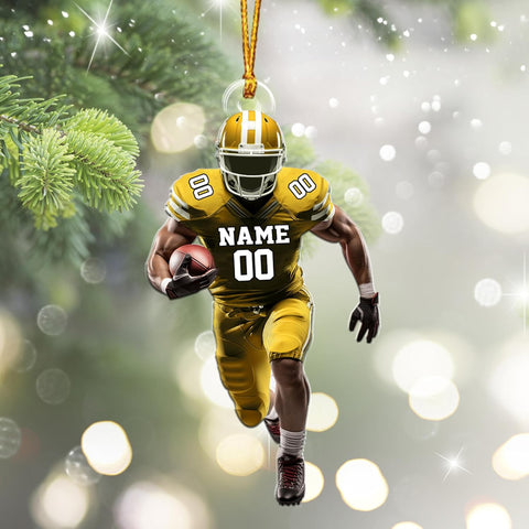 Artparel Personalized Football Ornament Customized Football Christmas Ornaments Football Ornament Christmas Hanging D��cor Gift for Football Fans Football Gifts Gift for Football (FBH 2)