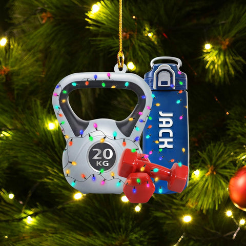 AOVL Personalized Weight Plate Ornament Weight Ornament Fitness Gift for Gym Ornament Merry Liftmas Christmas Hanging Ornaments Weight Plates Ceramic Ornament (DF2)