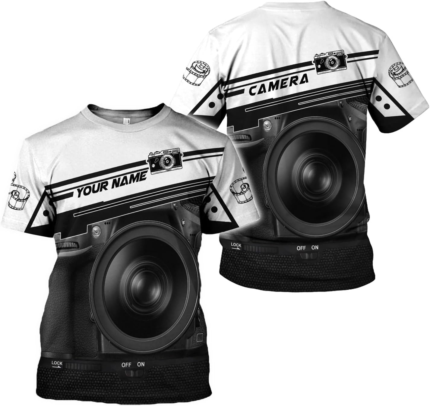 Mostprints Personalized Name Photography Shirt 3D, Custom Photographer Shirts, Camera Tshirt Men & Women Photographer Gifts