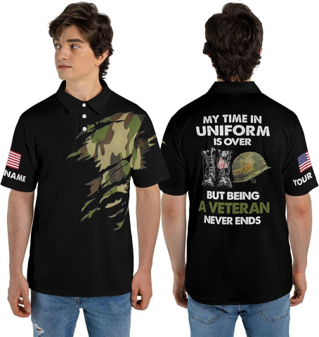 Veteran Polo Shirt for Men Custom US Army Polo Shirts Military Veterans Pride American Flag Gifts Memorial Day Army Shirts