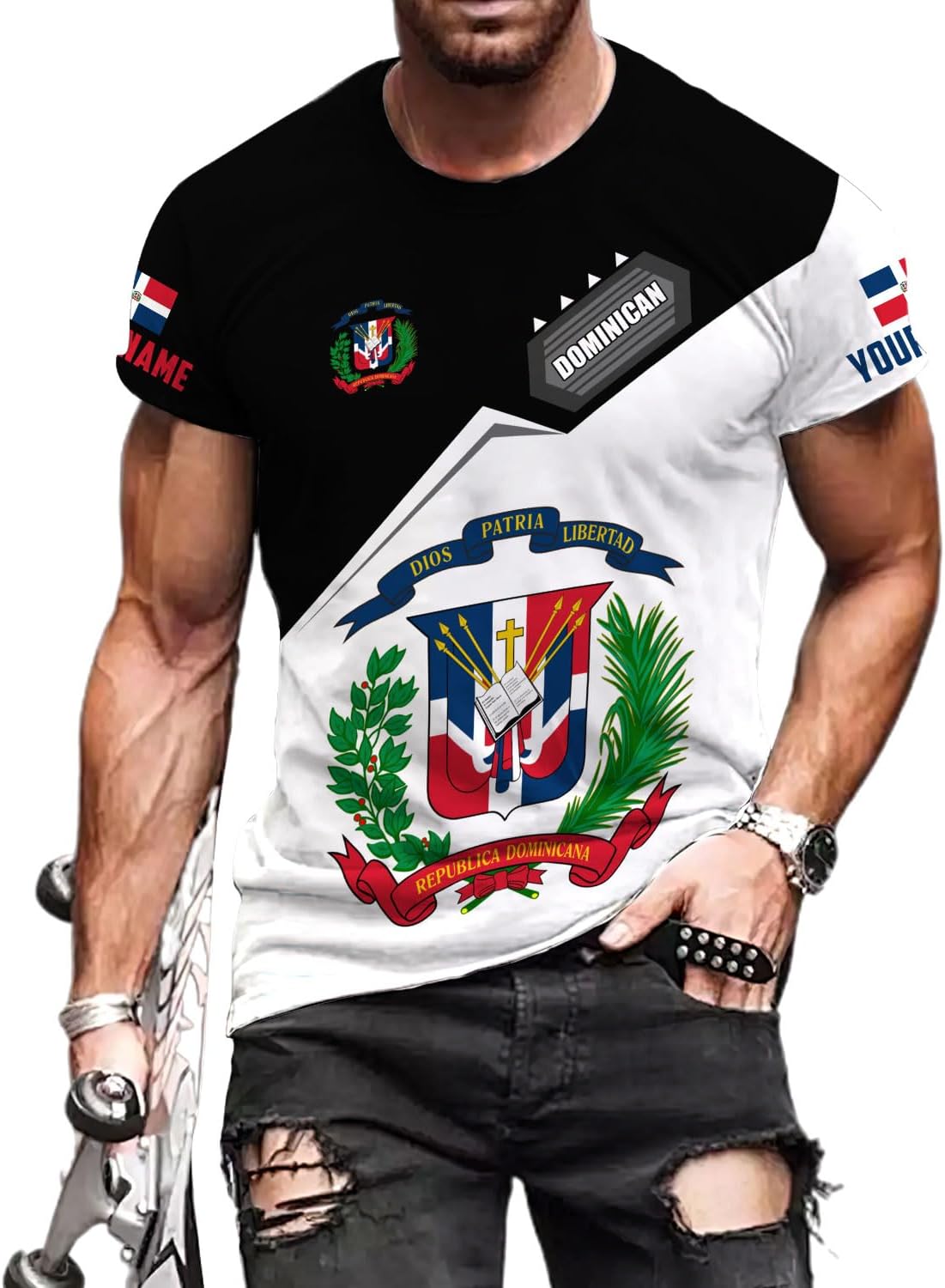 Woseprints Personalized Dominican Shirt 3D, Dominican Republic T Shirt, Dominican Flag Tshirt, Republica Dominicana Shirt