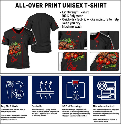 Custom Personalized 3D Chef Shirt Gifts for Lover