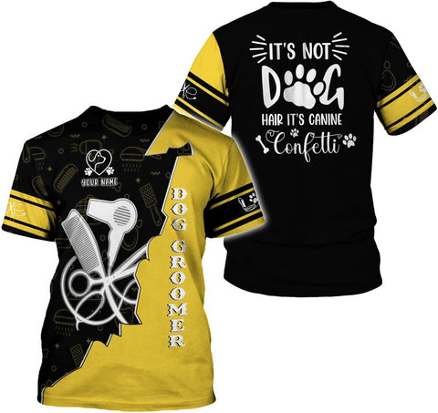 Suseaz Personalized Dog Grooming 3D Shirt, Pet Spa Short Sleeve T-Shirt Cute Pet Grooming Tshirt for Women and Men Groomer