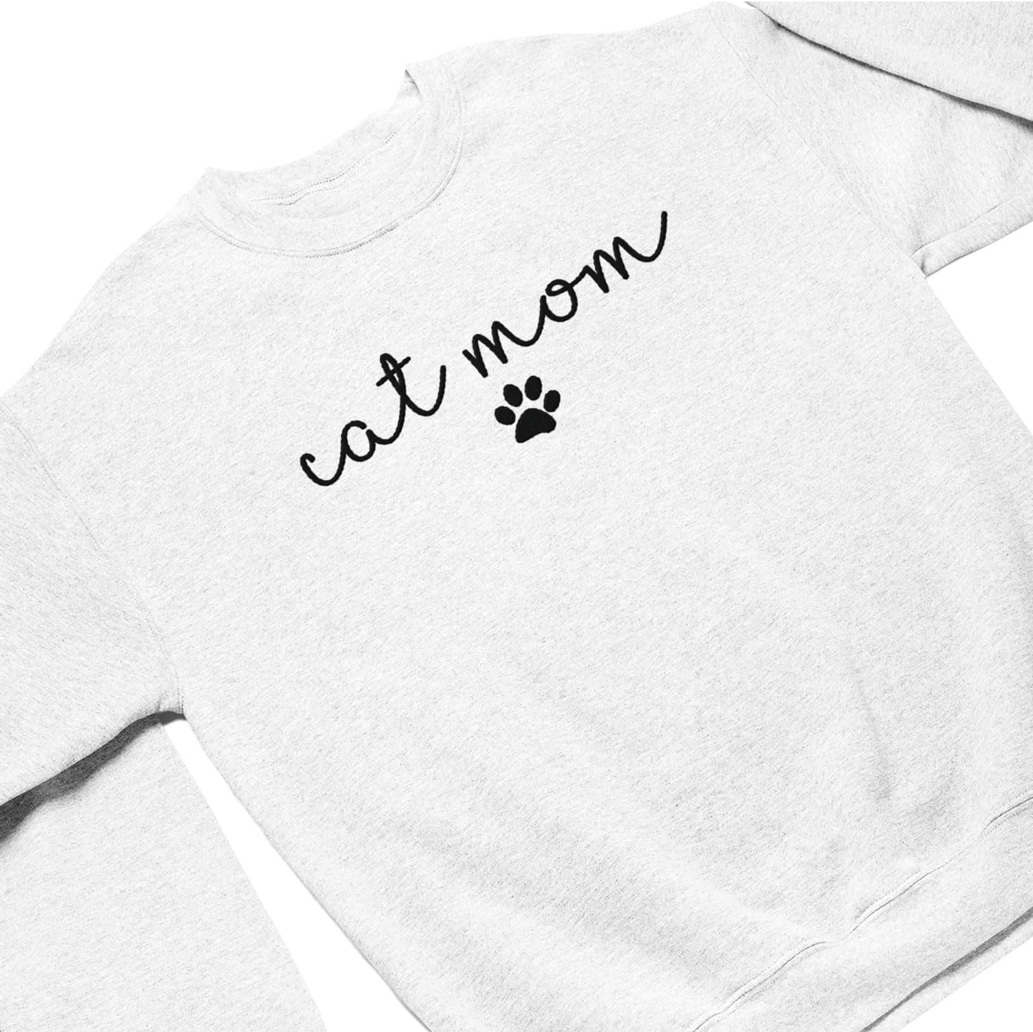 Custom Cat Mom Embroidered Sweatshirt, Personalized Cat Mom Crewneck Sweatshirt for Women, Cat Mama Shirt Gifts (Cotton, SS213)
