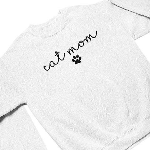 Custom Cat Mom Embroidered Sweatshirt, Personalized Cat Mom Crewneck Sweatshirt for Women, Cat Mama Shirt Gifts (Cotton, SS213)