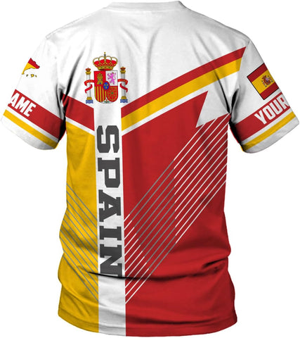 MoonArt Personalized Spain Shirt Custom Spain Espana Flag Shirts for Men and Women, Spain Spanish Pride