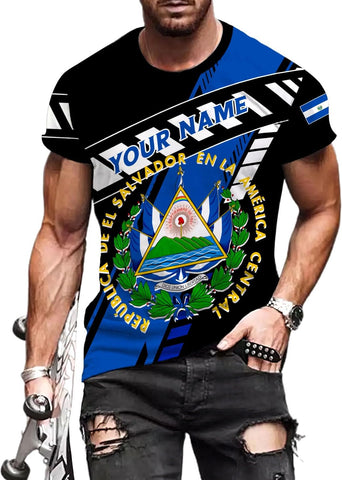 Ligthuy Personalized Name El Salvador Shirt 3D, El Salvador Flag Shirt for Men Women, Unisex T-Shirts S-5XL