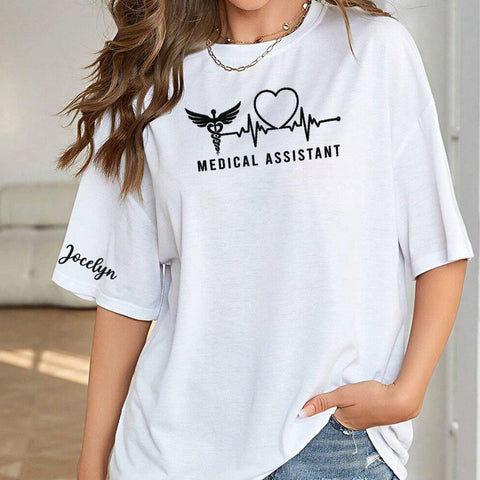 Custom Medical Assistant Embroidered Sweatshirt for Women, MA Nurse Crewneck, Medical Assistant Shirts Gift for Nurse