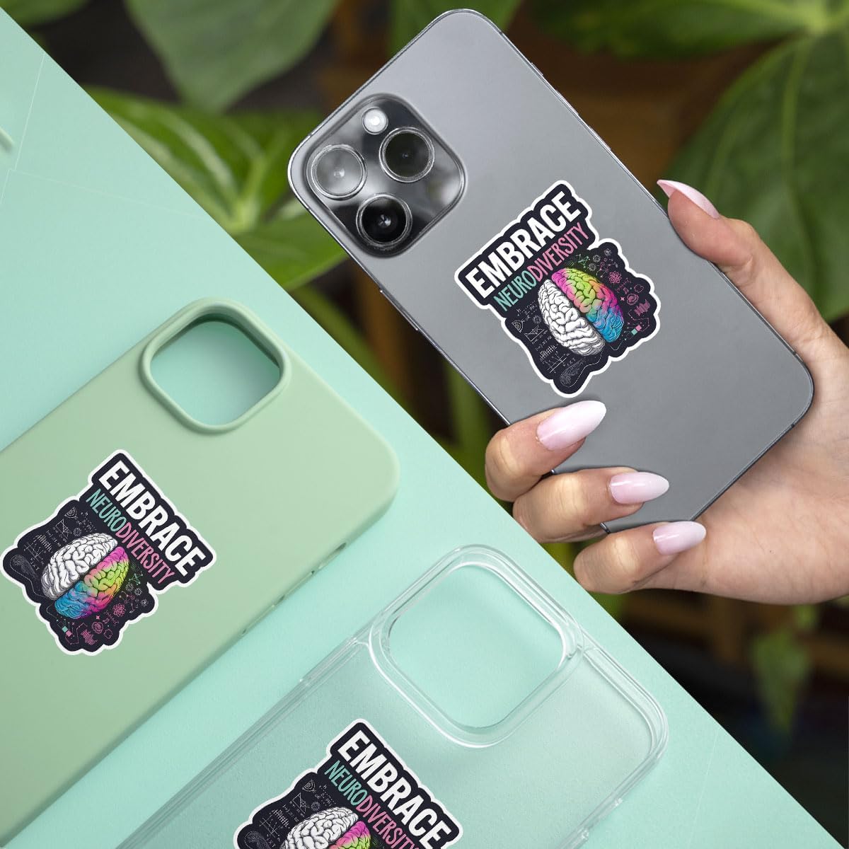 3 Pcs Embrace Neurodiversity Sticker, Neurodiversity Month Sticker Brain, Mental Health Awareness 3" Sticker Die-Cut Waterproof for Laptop Water Bottle Phone Helmet Kindles Tumbler