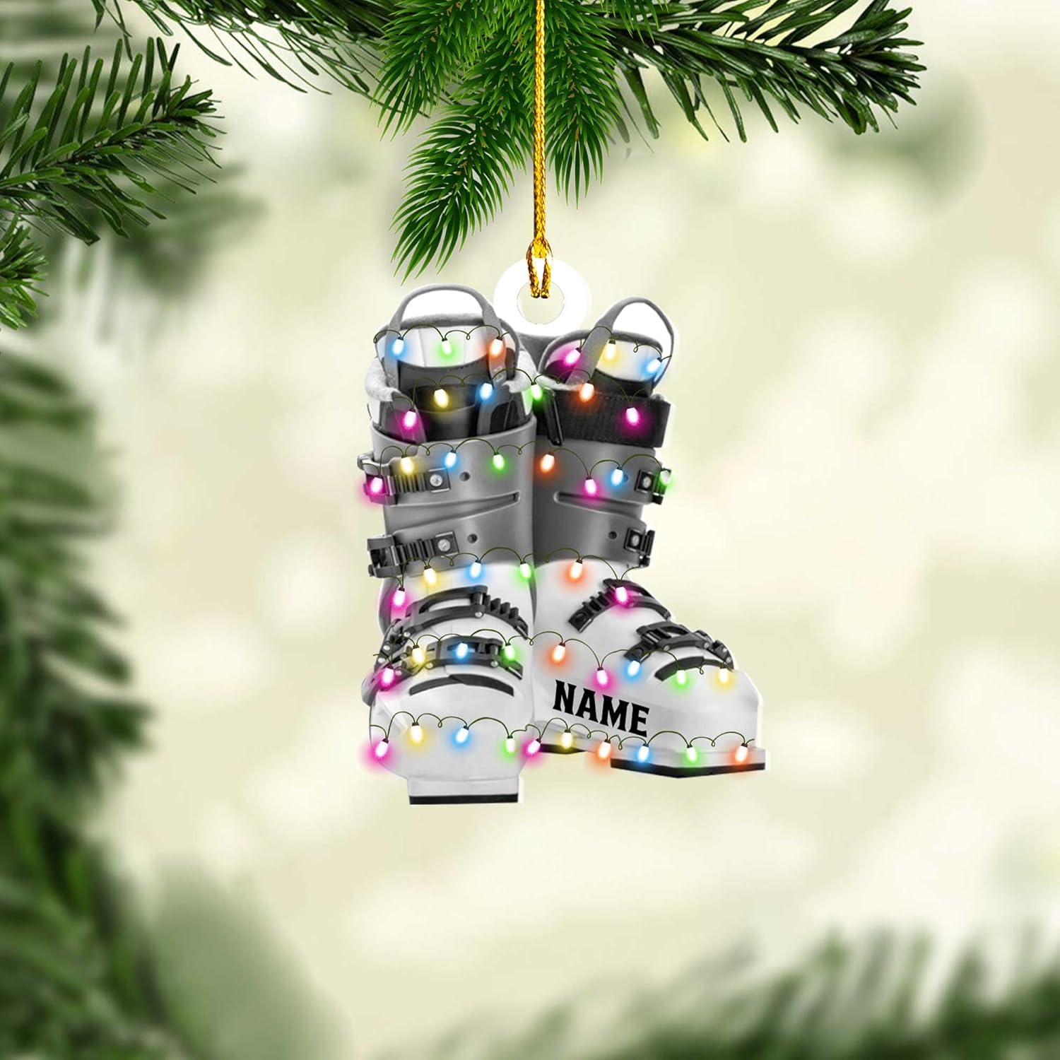 AOVL Custom Ski Ornament Skiing Christmas Ornaments Ski Christmas Tree Ornaments Ski Christmas Ornament Skier Ornaments for Christmas Tree 2024 Skiing Ornament (OSK3)