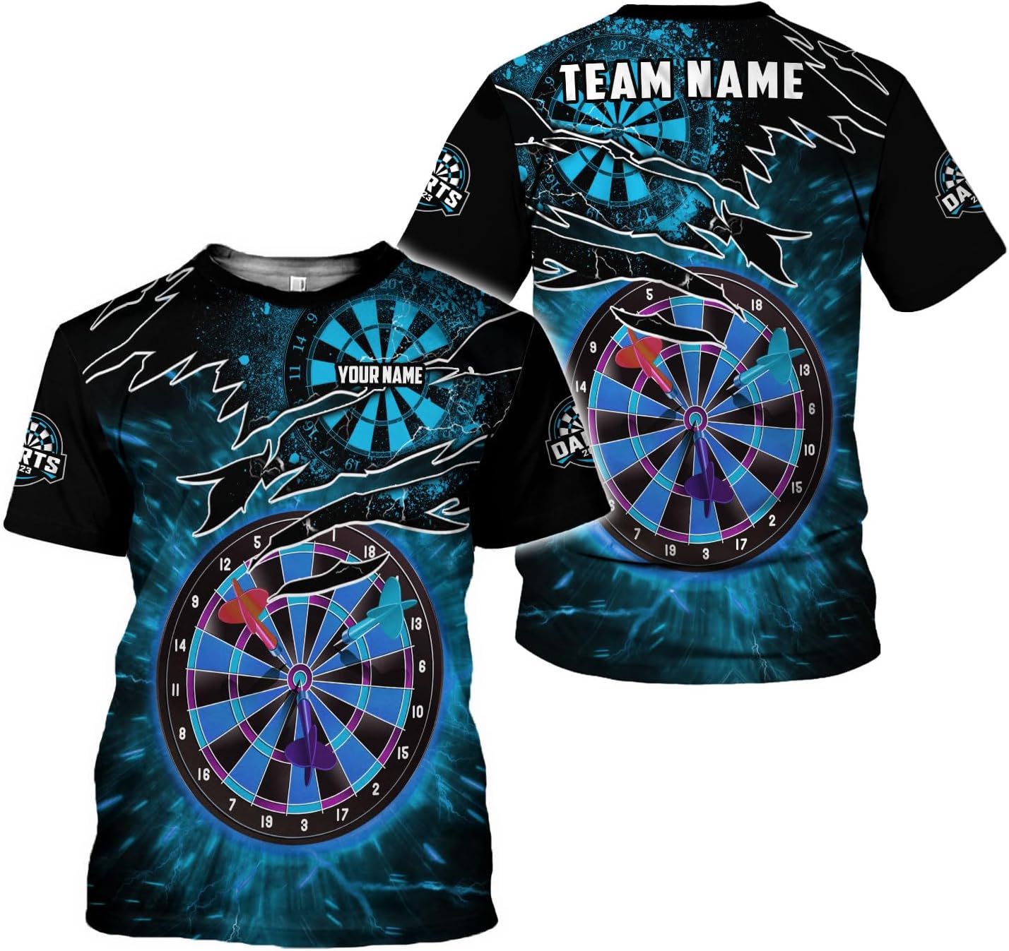 Artparel Personalized Dart Shirts for Men, Dart Polo 3D Shirts Custom Name Shirt, American Flag Shirt Unisex Shirt Size S-5XL