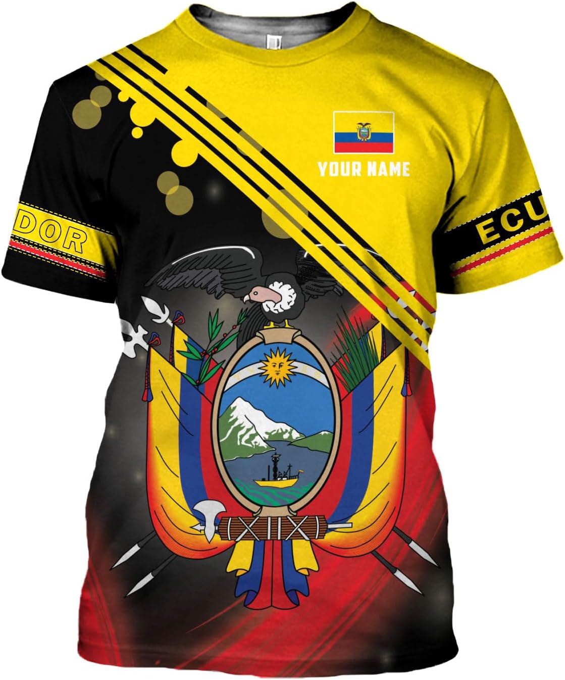 Mostprints Personalized Name Ecuador Shirt 3D, Ecuador Ecuadorian Flag Pride Gift T-Shirt, Ecuador Shirts for Men Women S-5XL