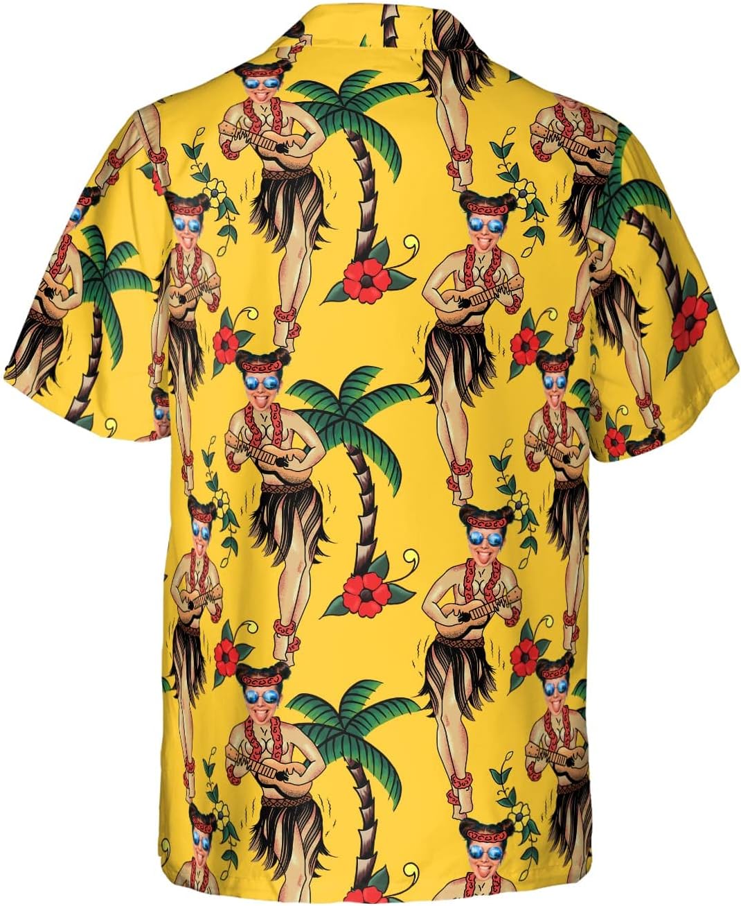 Customized Tropical Floral Hawaiian Shirt with Face for Men and Women, Wife's Husband\u2019s Photo Aloha Beach Fruit Flower Shirts