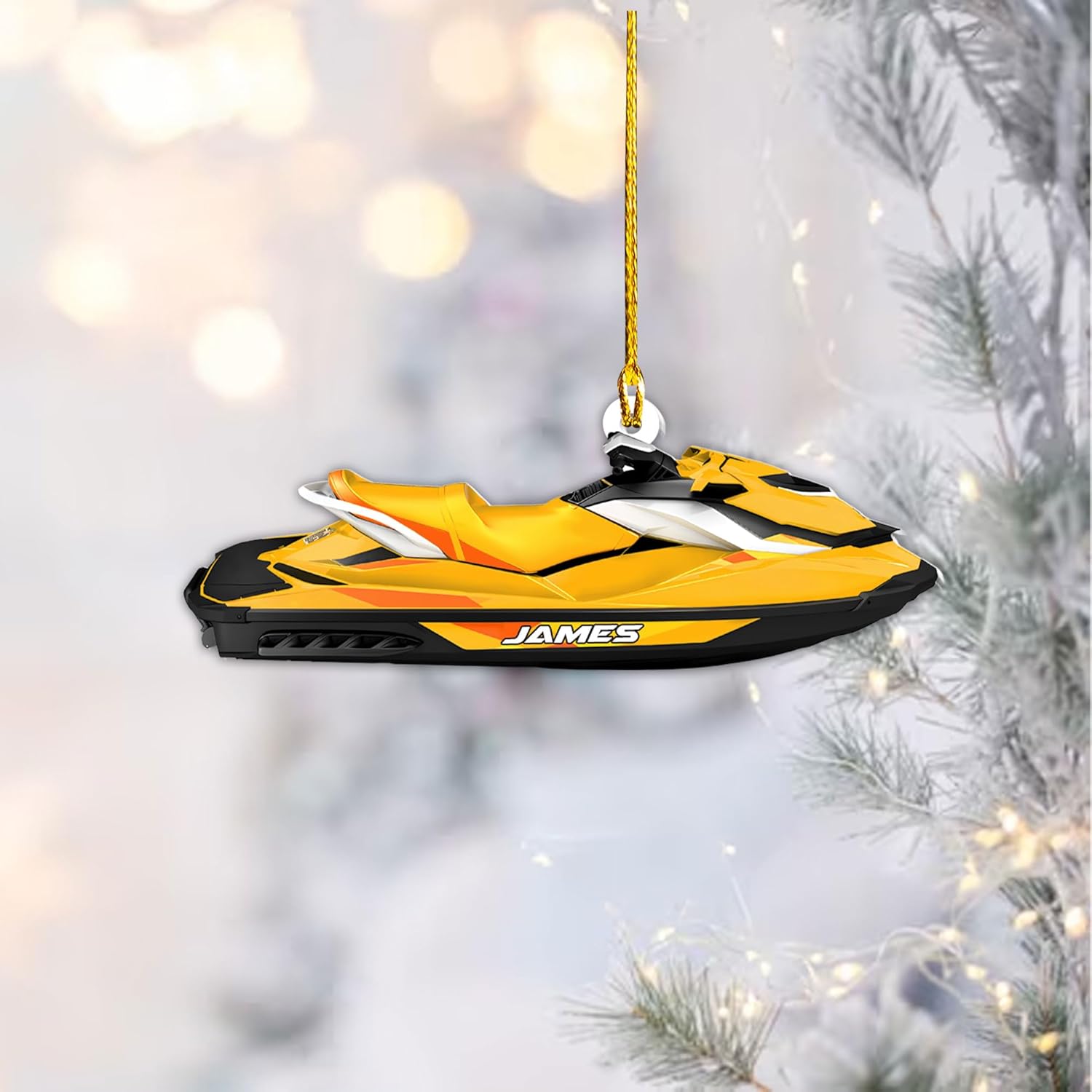 AOVL Custom Jet Ski Ornaments 2024 Jet Boat Ski Christmas Ornament Skiing Jet Boat Christmas Tree Ornament Gift for Watercraft Lovers Speed Boat Ornaments (JK2)