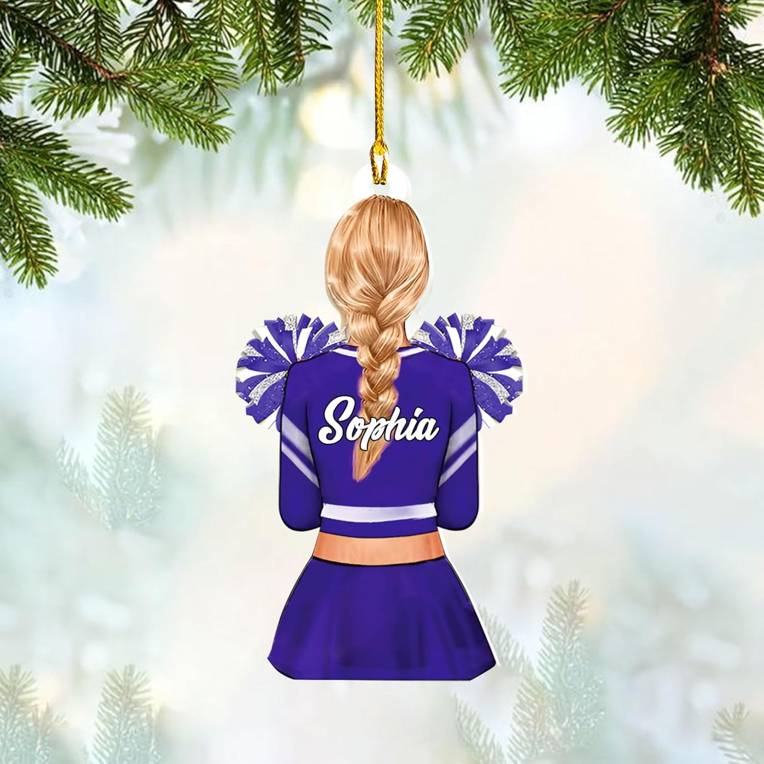 RoyalBro Personalized Cheerleader Christmas Ornament 2023, Cheer Girl Dancer with Pompom, Cheerleading Lovers Ornaments Cheerleading Ornament Gift Cheer Cheerleader Ornaments Xmas (C17)