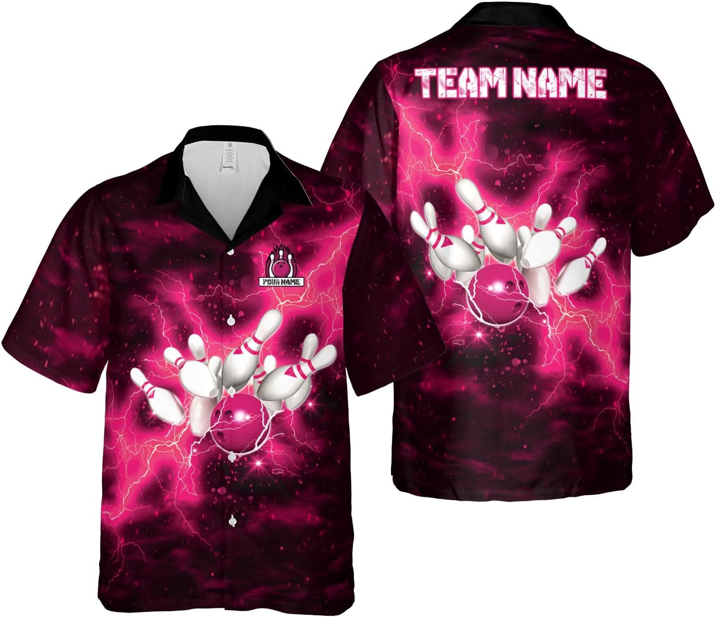 Pretyprints Custom Bowling Hawaiian Shirt 3D Men Women Personalized Button Down Short Sleeve Team Gifts Lover