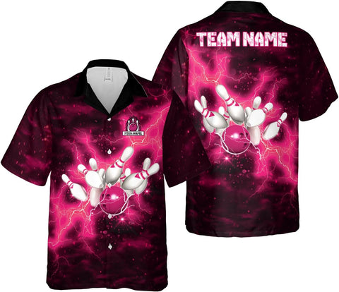 Pretyprints Custom Bowling Hawaiian Shirt 3D Men Women Personalized Button Down Short Sleeve Team Gifts Lover