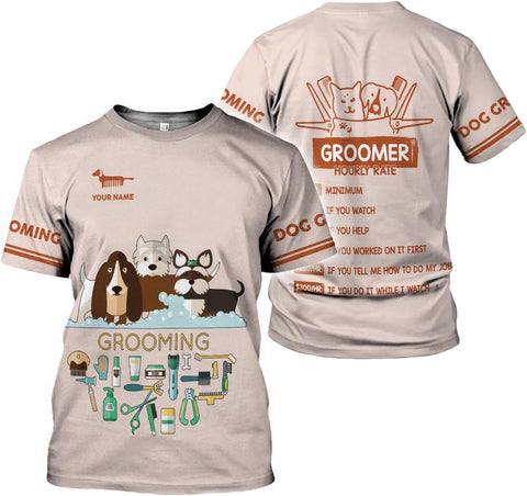 Mostprints Personalized Name Dog Groomer Shirt 3D, Funny Dog Groomer Apparel Shirts, Dog Groomer Gifts for Men and Women