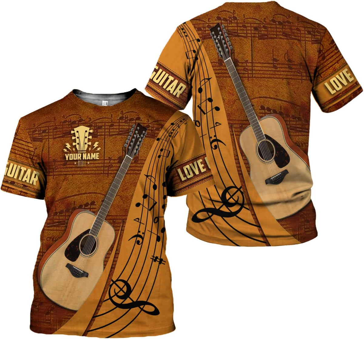Custom Name Guitar Shirt 3D All Over Print, Guitar Shirts for Men, Unisex Guitar Shirts Music, Music Lover, Guitar Lover
